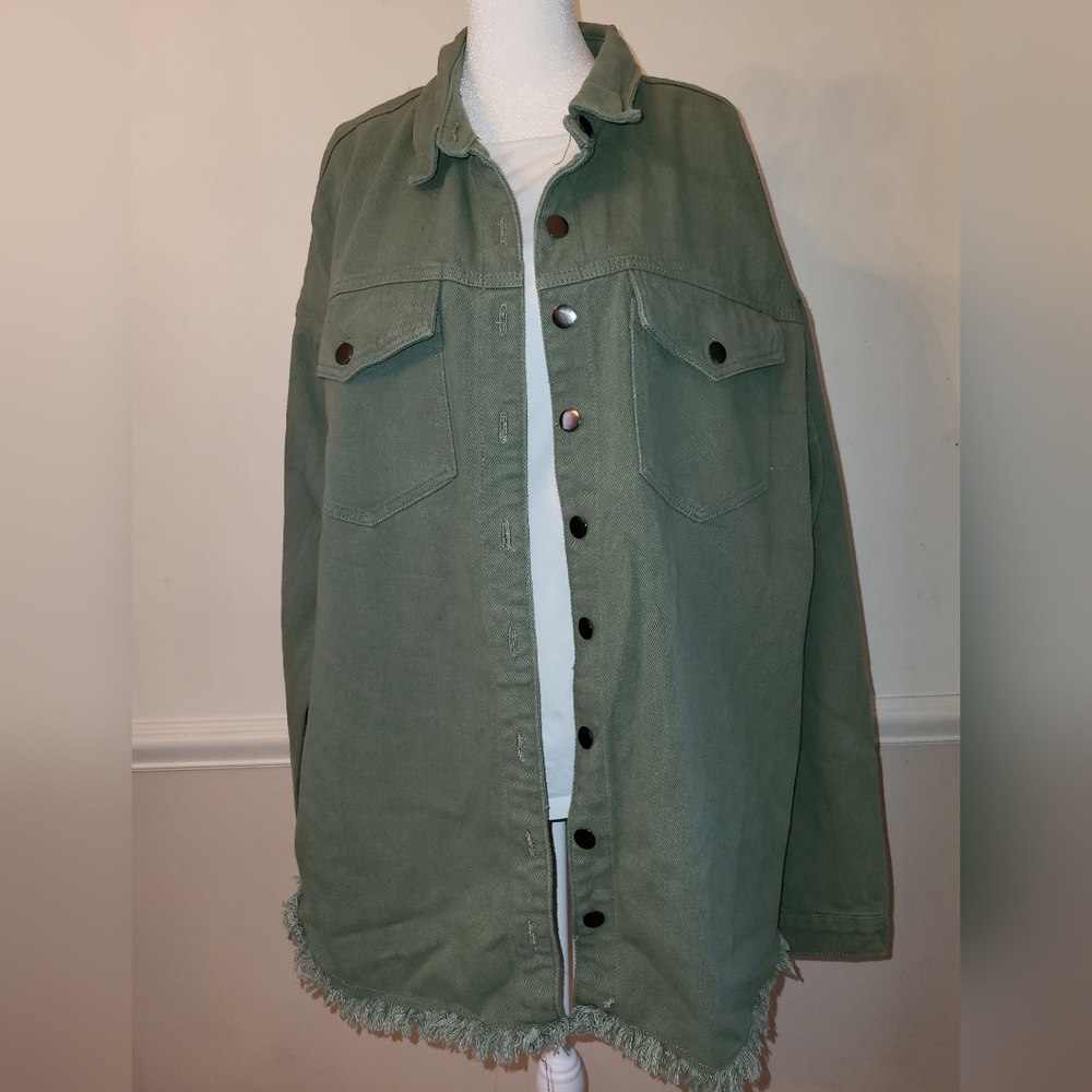 Olive Green Women's Shirt Jacket